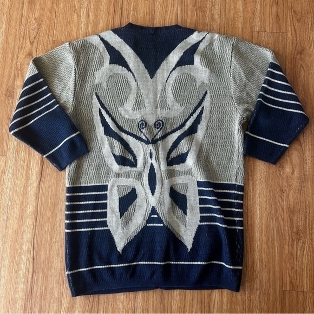 Vintage Hooper Associates Butterfly Heavy Knit Button Front Cardigan